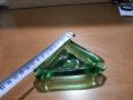 Стар стъклен пепелник цветно зелено стъкло , снимка 2