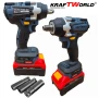 Комплект 4в1 KraftWorld Безчеткови Машини Гайковерт-винтоверт, Ъглошлайф и Перфоратор, снимка 2