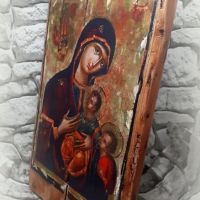 икона Богородица с децата Исус и Йоан Предтеча 38/23 см УНИКАТ, декупаж, снимка 7 - Икони - 45510954