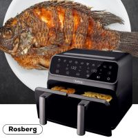 Фритюрник AirFryer Rosberg Premium RP51980N, 1700W, 2съда x 4л., Горещ въздух, Таймер, до 200°C, Чер, снимка 1 - Фритюрници - 45770600