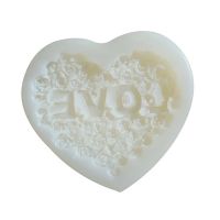 Сърце с рози надпис "LOVE" Силиконов молд за изработка на фондан за торта мъфини свещи гипс , снимка 3 - Форми - 45761882
