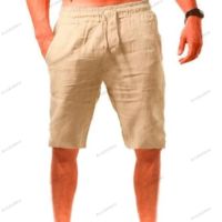 Летни мъжки свободни ленени дишащи изрязани панталони, 8цвята , снимка 3 - Къси панталони - 45375781