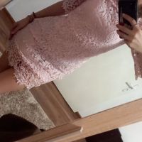 Розова дантелена къса рокличка Л размер , снимка 1 - Рокли - 45344431