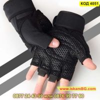 Черни ръкавици за колоездене или фитнес без пръсти - КОД 4051, снимка 3 - Ръкавици - 45220995