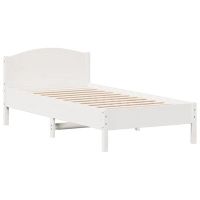 vidaXL Рамка за легло с табла, бяла, 75x190 см, борово дърво масив（SKU:842627, снимка 1 - Спални и легла - 45496250