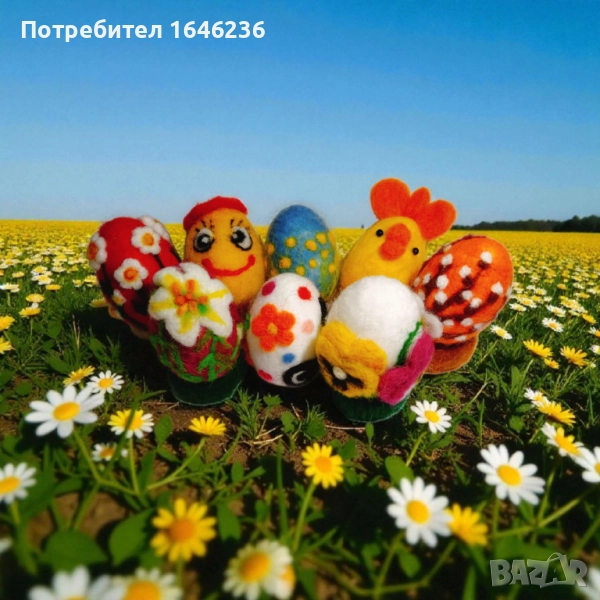 Великденски яйца, ръчно изработени с техниката иглонабиване , снимка 1