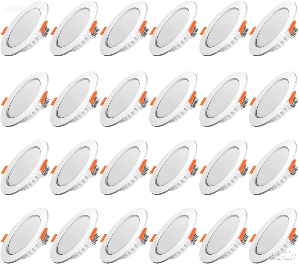 Комплект от 24 LED лунички, 5W, ултра тънки, 6000K студена светлина, 75–95 мм, снимка 1