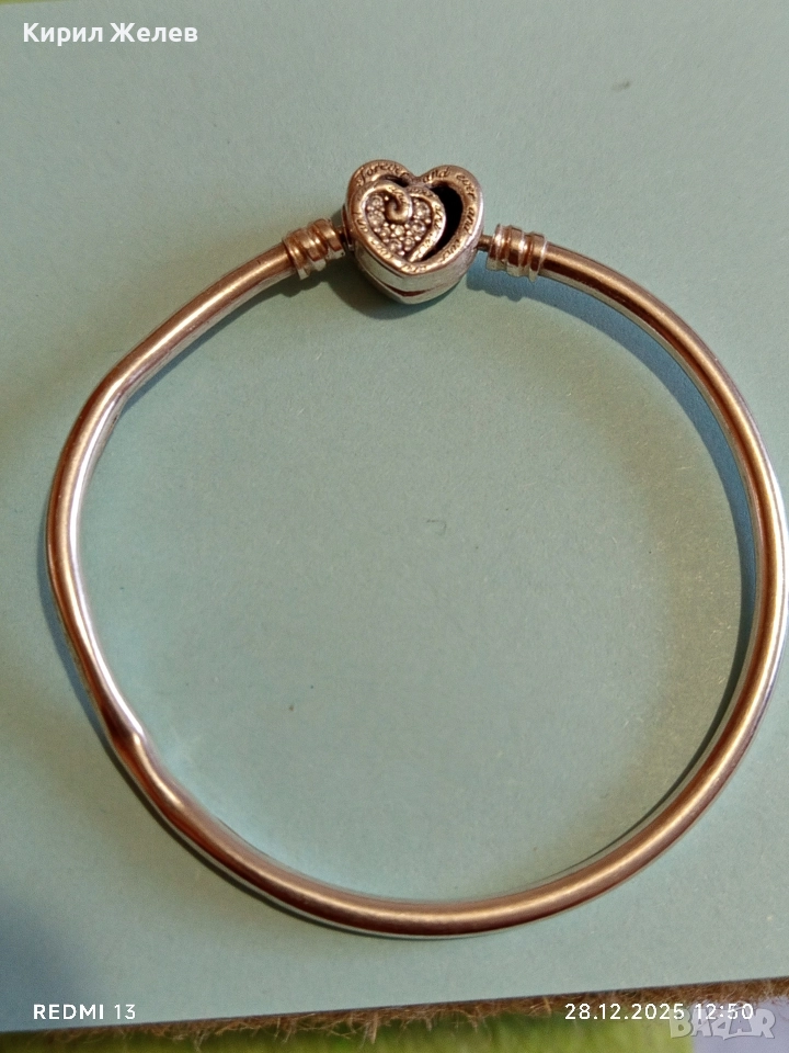 Сребърна гривна част от колекцията на Pandora Moments Завинаги и след това 13622, снимка 1