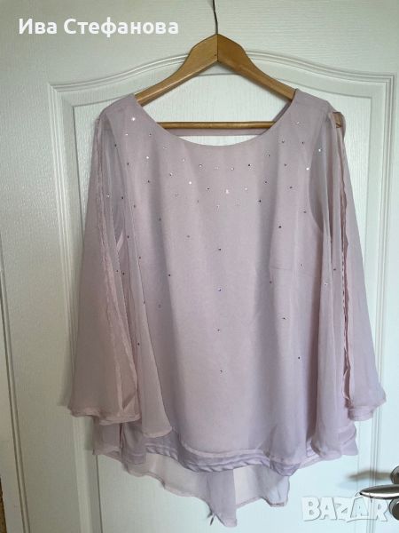 Нова нежна розова блуза туника тип перелина  с камъни цирконий , снимка 1