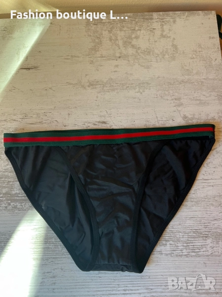 Gucci дамски черно бельо тип бикини с ластик в цветовете на марката зелено и червено S размер 💚❤️💚, снимка 1