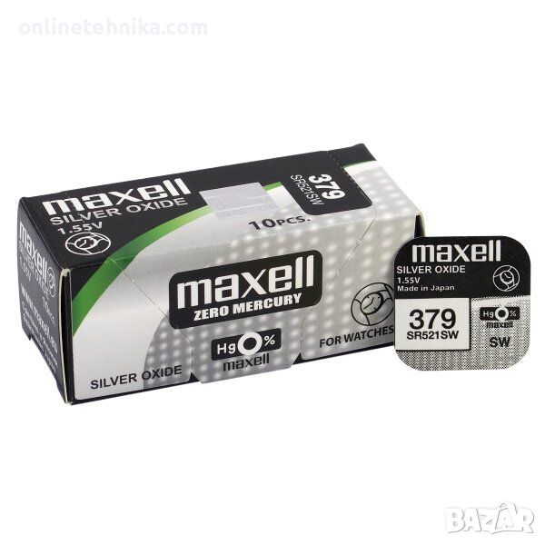 Сребърна батерия Maxell 379, SR521SW, снимка 1