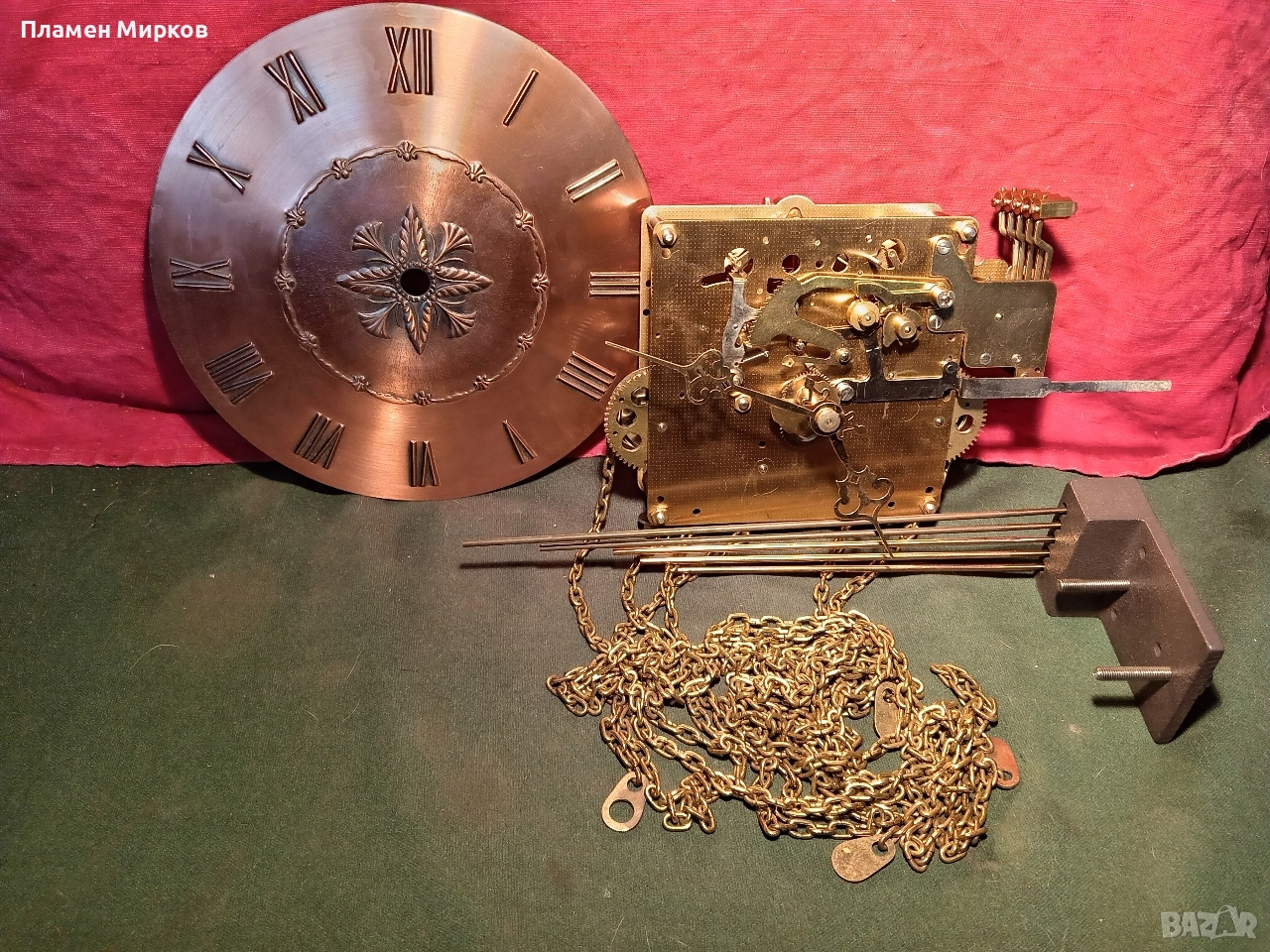 Механизъм от германски стенен уестминстърски часовник, снимка 1