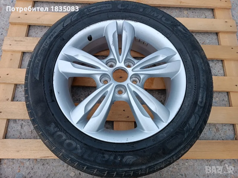 1бр. лята джанта 17ка 5х114.3 Hyundai + лятна гума 225/60/17 Hankook, снимка 1