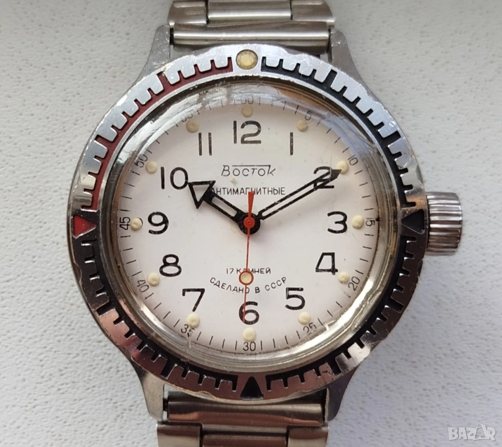 ПРОДАВАМ СТАР СЪВЕТСКИ КОМАНДИРСКИ МЕХАНИЧЕН ЧАСОВНИК - ВОСТОК АМФИБИЯ, снимка 1