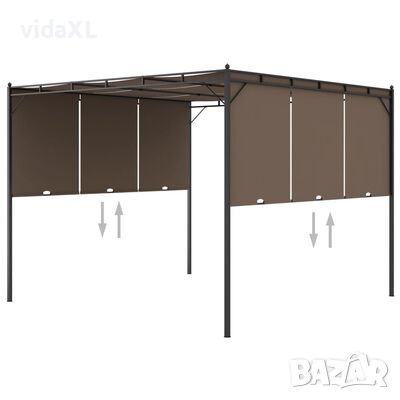 vidaXL Градинска шатра със странична завеса, 3x3x2,25 м, таупе(SKU:312263, снимка 1