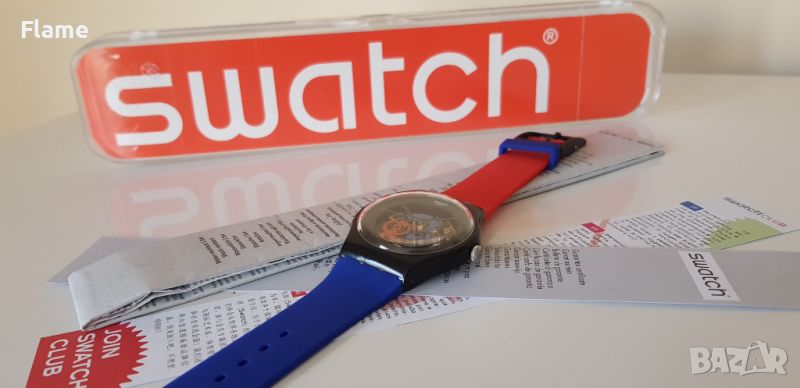 Swatch  LACQUERED швейцарски унисекс часовник скелетон Суоч omega, снимка 1