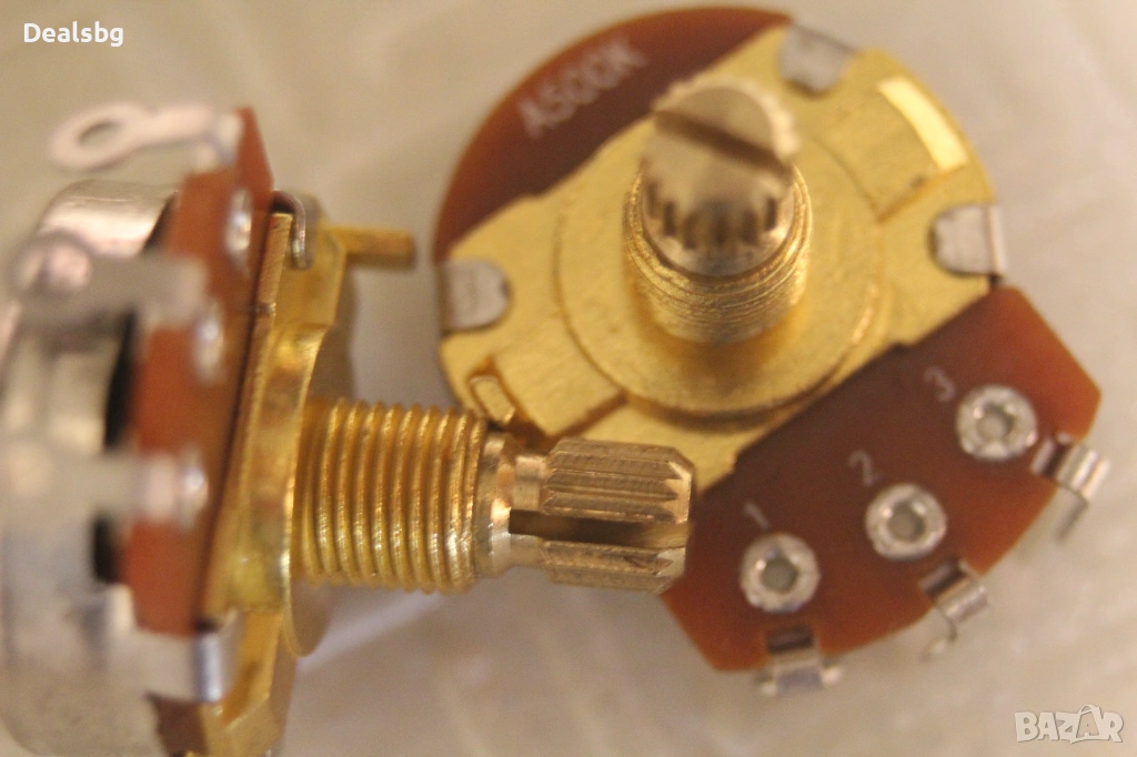2бр. Fleor месингови китарни потенциометри А/B 500К, снимка 1