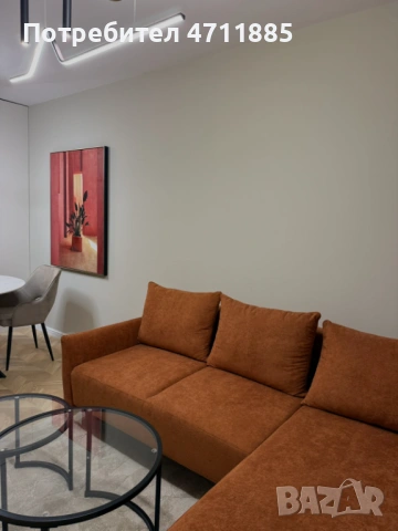 Нов ъглов диван с пердета и картина в комплект
