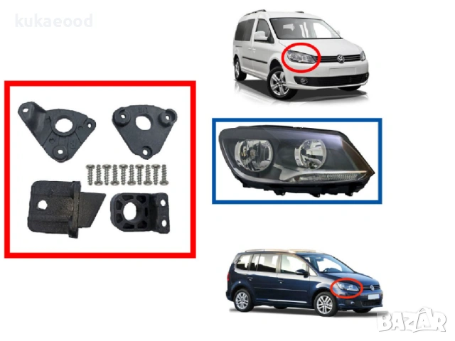 Комплект щипки за захващане на фар VW Caddy 2K Facelift, снимка 3 - Части - 54193205