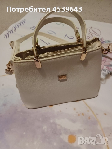 Елегантна дамска бяла чанта с дръжка, снимка 6 - Чанти - 52859392