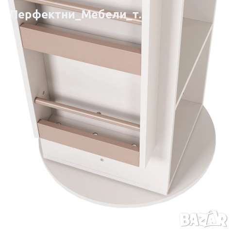 Въртяща се дизайнерска лавица-въртящ се стилаж,въртяща се етажерка в капучино,здрава,висока етажерка, снимка 4 - Етажерки - 52708125