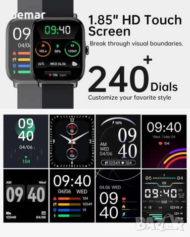  IFMDA Смарт часовникза мъже - 1,85" с отговор на повикване, водоустойчив, за Android iOS, снимка 2 - Смарт гривни - 45424592