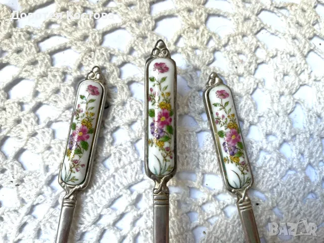 Красиви прибори от Япония с порцеланова плочка на дръжките, снимка 3 - Антикварни и старинни предмети - 50337506