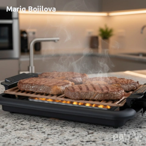 Бездимна скара Oliver Voltz OV51015N – 1200W, незалепваща плоча 37.8×25см, снимка 4 - Скари - 53028249