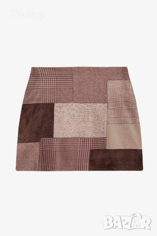 - 50 % Кафява мини пола с пачуърк визия, високо качество, снимка 4 - Поли - 53183554