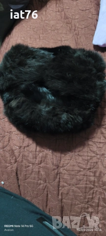 Калпак ушанка от заешка кожа, черен, детски размер