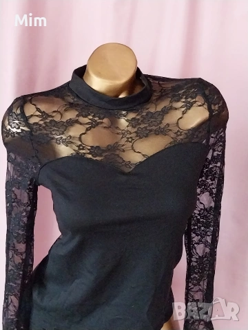 XS/S Черен топ с дълъг ръкав , снимка 8 - Корсети, бюстиета, топове - 53587927