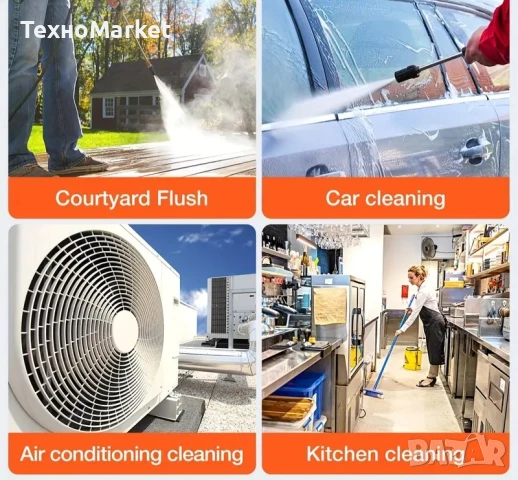 Безжична Водоструйка 60 Bar с Оригинални 21V Батерии и 5в1 Дюзи – За Авто, Двор и Поливане, снимка 3 - Аксесоари и консумативи - 50650075