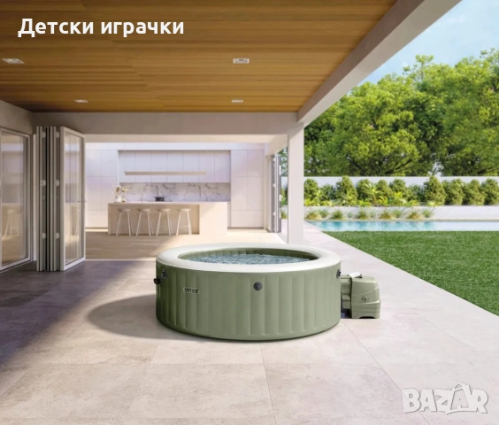 Надуваемо джакузи Pure Spa Bubble Therapy Intex с диаметър 196см, с 4 места, зелено