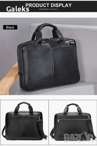 Елегантна, модерна и стилна мъжка офис чанта за лаптоп / Черна естествена кожа!, снимка 6 - Чанти - 51705593