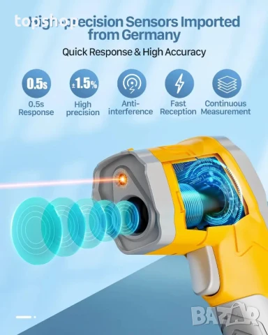 НОВ с батерии Инфрачервен Безконтактен термометър GM9053E -50°C ~ 600°C, снимка 8 - Гедорета - 50542337