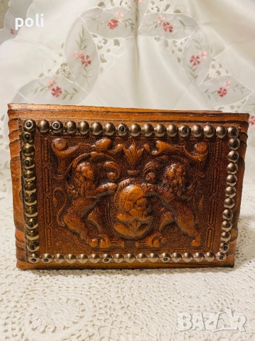 кутия за бижута от дърво и кожа , снимка 2 - Декорация за дома - 52635051