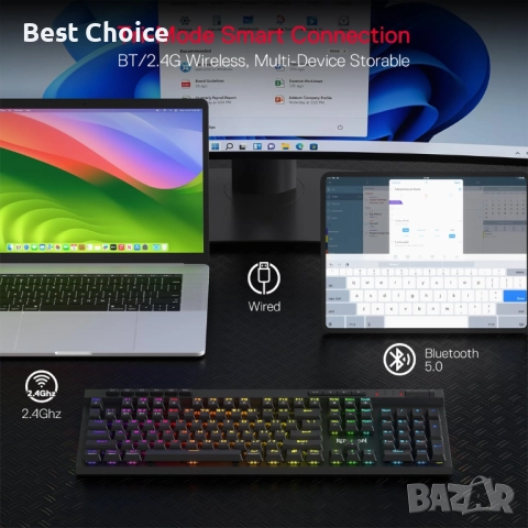 Гейминг механична RGB клавиатура Redragon VATA Pro K580. , снимка 3 - Клавиатури и мишки - 52713054