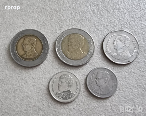 Монети. Тайланд. 1 , 5 и 10 бата. 5 бройки.  Тайландски батове. 5 бройки., снимка 4 - Нумизматика и бонистика - 45070993