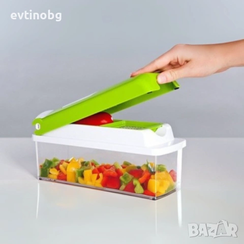 Кухненско Ренде за зеле, моркови с контейнер - Nicer Dicer Plus от 13 части + Подарък Бутилка за зех, снимка 4 - Аксесоари за кухня - 54125032