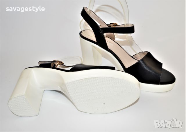 Дамски сандали на ток в черно 3096-BK, снимка 2 - Сандали - 45604173