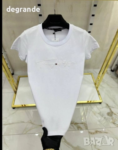 Дамска Тениска Tommy Hilfiger Бяла Черна Розова Бананова, снимка 4 - Тениски - 53639679