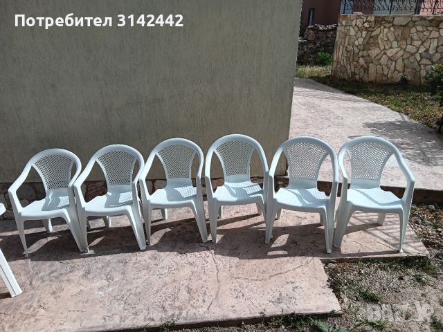 Градинска маса с 6 стола-пластмасови , снимка 1 - Градински мебели, декорация  - 46416898