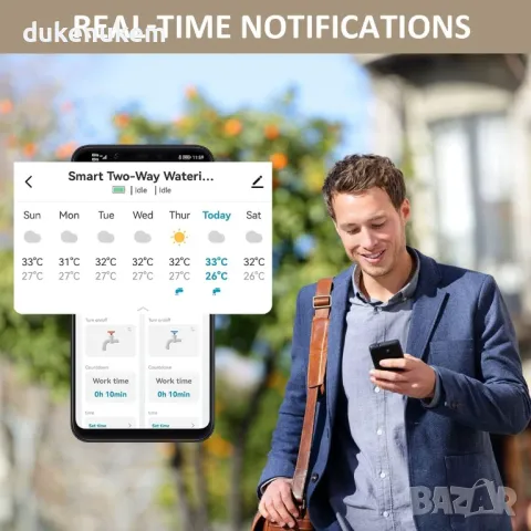 НОВ! Смарт таймер за напояване WiFi с 2 изхода, Bluetooth функция, снимка 3 - Градинска техника - 48007842