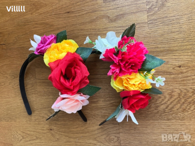 Диадема с цветя за народни танци, снимка 3 - Колиета, медальони, синджири - 48058971