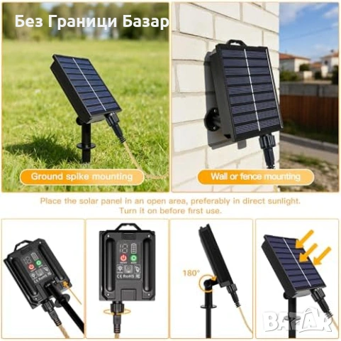 Нови Декоративни соларни лампички за градина балкон тераса 8 метра 16 G50 крушки USB дистанционно, снимка 5 - Соларни лампи - 54100271