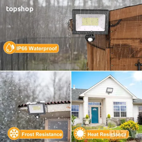 Linke 80W охранителен LED прожектор с PIR сензор, IP66 водоустойчив, сензор за движение, 7200 лумена, снимка 7 - Лед осветление - 50302940