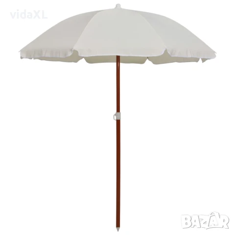 vidaXL Градински чадър със стоманен прът, 180 см, пясъчен(SKU:47798), снимка 1