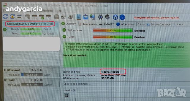  1TB Samsung 970 EVO M.2 2280 PCIe 3.0 NVMe SSD на 1 ден, 3500 MBps (read) 3300 MBps (write) , снимка 2 - Твърди дискове - 45783814
