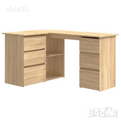 vidaXL Ъглово бюро, дъб сонома, 145x100x76 см, ПДЧ(SKU:801092
