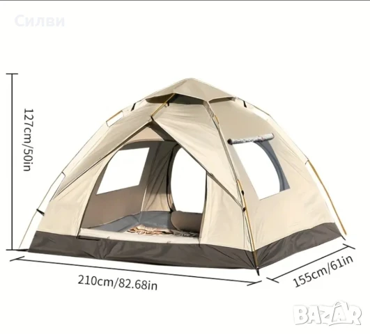 Автоматична палатка с навеси комарници врати и прозорци, снимка 4 - Палатки - 50616791
